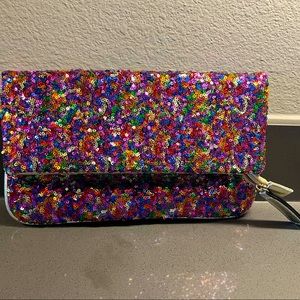 Rainbow sequin clutch with great storage!